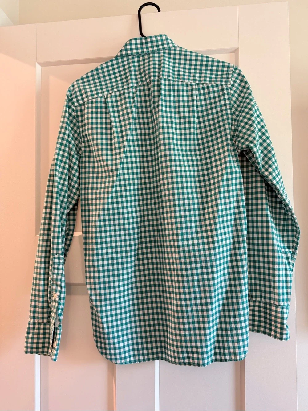 J. Crew Teal and White Gingham Button-Down Shirt